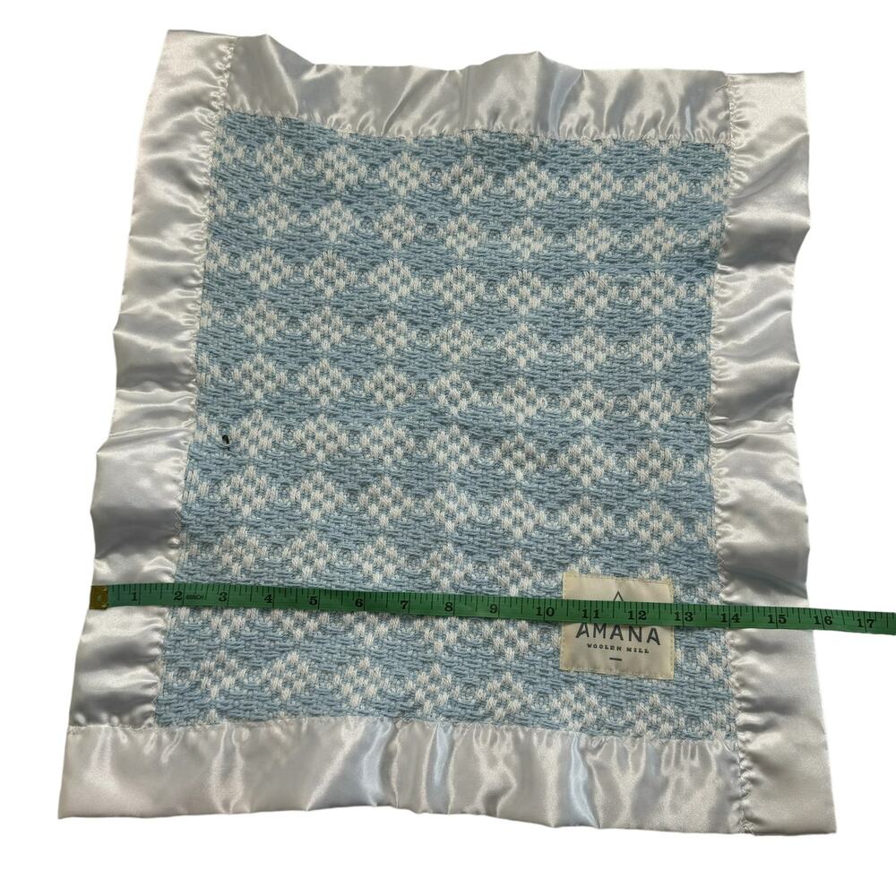AMANA Woolen Mills *NEW* My Blankie 100% Cotton Blue White Baby Lovey Lovie - Picture 3 of 7